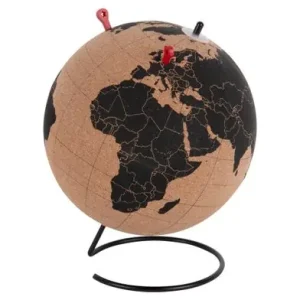 Modern Pt Wereldbol Globe - Kurk - Large - Bruin - Zwart - 20x20x25cm