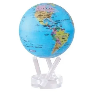 Mova Wereldbol World - Op Zonne Energie - Blauw Met Staatkundige Kaart - BOE - Ø15cm Betrouwbaar