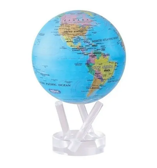 Mova Wereldbol World - Op Zonne Energie - Blauw Met Staatkundige Kaart - BOE - Ø15cm Betrouwbaar