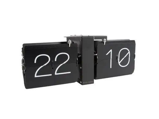 Exclusieve Aanbieding Karlsson Flip Klok No Case - Wandklok - Staande Klok - Rechthoek - Total Black - 36x8,5x14cm