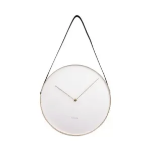 Superprijs Karlsson Wandklok Belt - Met Leren Ophangband - Wit - Ø34cm