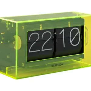 Gecertificeerd Karlsson Flip Klok Boxed Flip - Tafelklok - Acryl - Neon Geel - 7x11x20cm