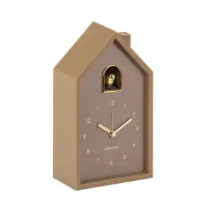 Garantie Inbegrepen Karlsson Wekker Modern Cuckoo Oro - Met Vogelgeluiden - Mocca Bruin - 11,5x6x20cm