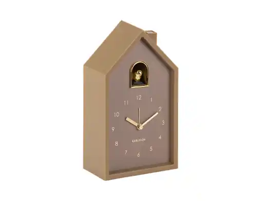 Garantie Inbegrepen Karlsson Wekker Modern Cuckoo Oro - Met Vogelgeluiden - Mocca Bruin - 11,5x6x20cm