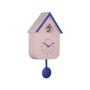 Superprijs Karlsson Koekoeksklok Dupla Color Cuckoo - Met Vogelgeluiden - Zacht Roze - Kobalt Blauw - 41x21,5x8,5cm