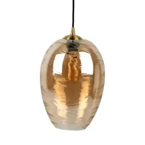 Professioneel Leitmotiv Hanglamp Glamour - Cone - Glas - Amber Bruin - 23x23x32cm