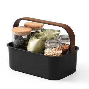 Bestseller Umbra Opbergbak Bellwood - Met Hengsel - Stapelbaar - Medium - Zwart - Walnoot - 29x17x20cm