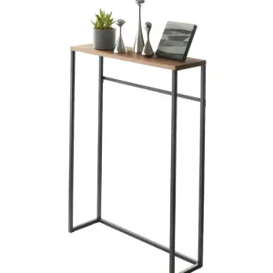 Yamazaki Wandtafel Tower - Gangtafel - Zwart - Donkerbruin Hout - 60x18,5x80,5cm Finale Uitverkoop