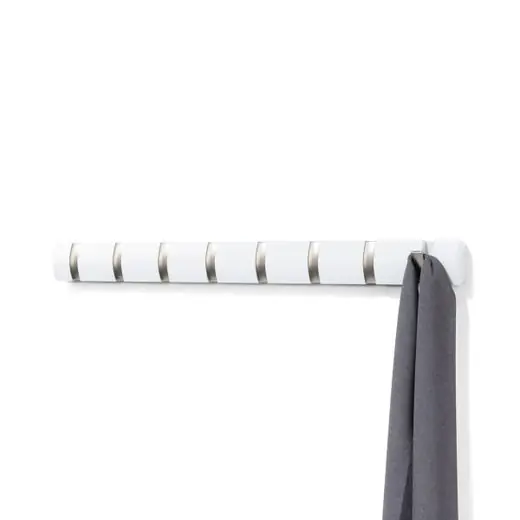 Korting Umbra Wandkapstok Flip - 8 Haken - Inklapbaar - Wit - 81x6x3cm