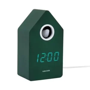 Express Levering Karlsson Wekker Cuckoo LED - Met Koekoeksgeluid - Retro Groen - 9x6x15,9cm