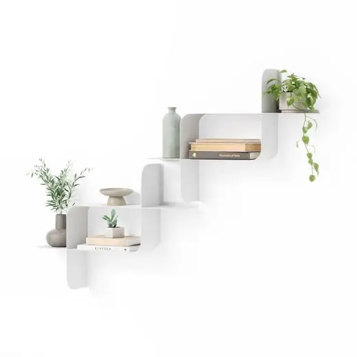 Hoge Kwaliteit Umbra Wandplank Montage - Set Van 2 - Metaal - Wit - 64x48x16cm