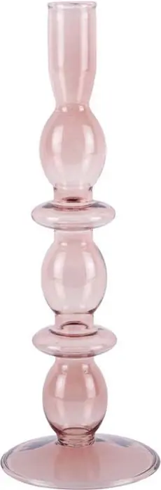 Exclusieve Aanbieding Pt Kaarsenstandaard Glass Art Bubbles - Glas - Large - Oud Roze - Ø8,5x24cm