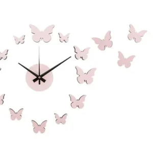 Ambachtelijk Karlsson Wandklok DIY Butterfly - Vlinders - Zacht Roze