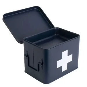 Hoge Kwaliteit Pt Verbandtrommel Medicine Box Cross - Medium - Donker Blauw - 21,5x15,5x16cm