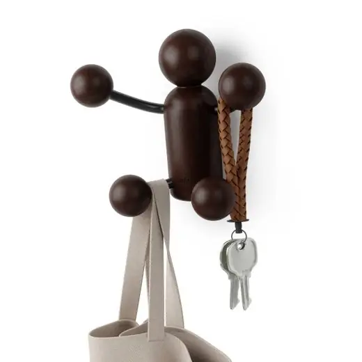 Gereduceerde Prijs Umbra Ophanghaak Woody - Zwart - Walnoot - 17x10x14cm