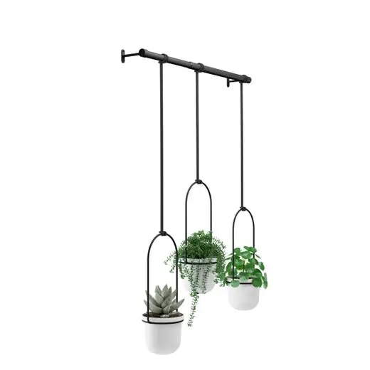 Meest Verkocht Umbra Bloempot Triflora - Hangend - Set Van 3 - Wit - Zwart - 64x15x110cm