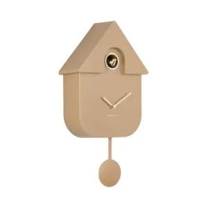 Authentiek Karlsson Koekoeksklok Modern Cuckoo Oro - Met Vogelgeluiden - Mocca Bruin - 41x21,5x8,5cm