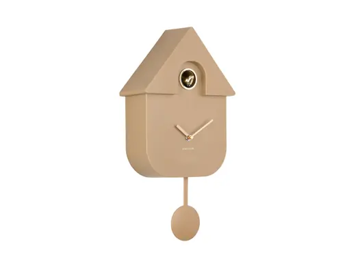 Authentiek Karlsson Koekoeksklok Modern Cuckoo Oro - Met Vogelgeluiden - Mocca Bruin - 41x21,5x8,5cm
