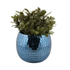 Betaalbaar Pt Bloempot Disco Mirror - Globe - Bol - Blauw - 18x18x15cm