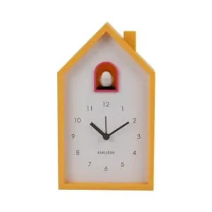 Dagaanbieding Karlsson Wekker Modern Cuckoo - Met Vogelgeluiden - Helder Geel - 6x12x20cm