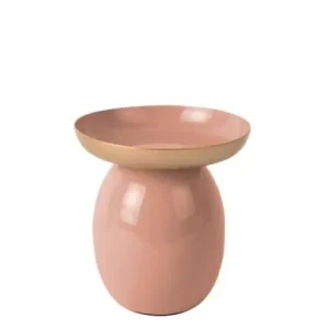 Gratis Verzending Pt Kaarsenstandaard Mila - IJzer - Emaille - Small - Oud Roze - Goud - 10x10X11cm