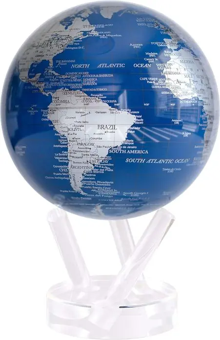 Mova Wereldbol World - Op Zonne Energie - Blauw Met Zilver - BSE - Ø15cm Budget