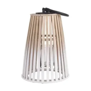 Handgemaakt Pt Windlicht Atmosphere - Bamboe - Wit - Naturel - Ø22x31cm