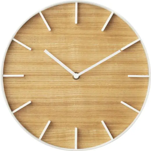 Yamazaki Wandklok Rin - Wit -naturel Hout - 26,5x26,5x4,2cm Nieuw
