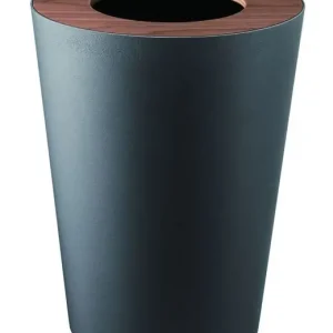 Authentiek Yamazaki Papierbak Rin - Rond - Zwart - Donkerbruin Hout - 23x23x28cm-10Ltr