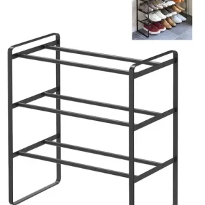 Laatste Kans Yamazaki Schoenenrek Frame - 3 Laags - Uitschuifbaar - Zwart - 25 x 41-70 x 46cm