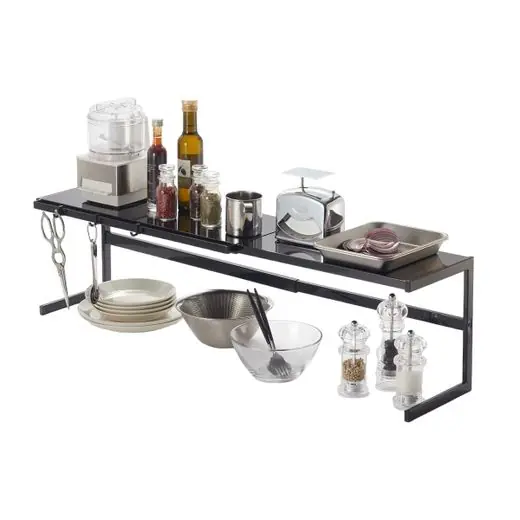 Yamazaki Opbergrek Tower - Uitschuifbaar - Zwart - 22,5 x 54-92 x 25 cm Direct Verzonden