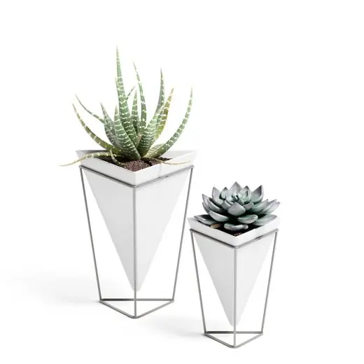 Umbra Vaas Trigg - Set Van 2 - Wit - Nikkel - 15.5x14x20.3cm Bestseller