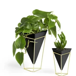 Meest Verkocht Umbra Vaas Trigg - Set Van 2 - Zwart -Messing - 15.5x14x20.3cm