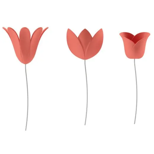 Actieprijs Umbra Wanddecoratie Bloomer - Bloomer - Set Van 3 Bloemen - Koraal Rood - 7x16cm