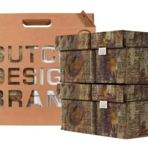 Aanbieding Dutch Design Brand Opbergbak Storage Box Small - Set Van 2 - Van Karton - Tree Trunk - Boomstam - 27,8x20,6x14cm
