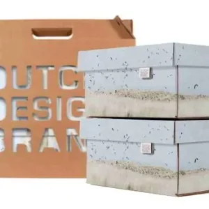 Dutch Design Brand Opbergbak Storage Box Medium - Set Van 2 - Van Karton - Texel Dunes - Texelse Duinen - 33,2x24,2x16,5cm Beperkte Voorraad