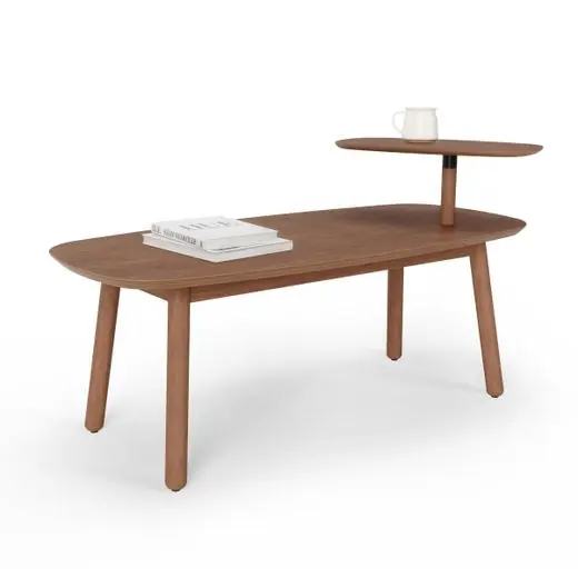 Ambachtelijk Umbra Koffietafel Swivo - 2 Bladen - Roterend - Licht Walnoot - 120x56x62cm