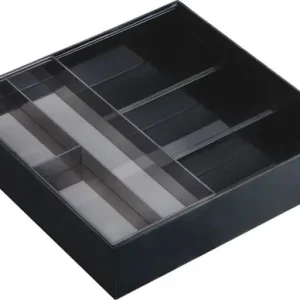 Yamazaki Opbergbak Tower - Besteklade - Uitschuifbaar - Zwart - 25x24,6x5,7cm Gecertificeerd