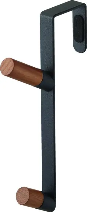 Snelle Levering Yamazaki Deurhaak Tower - Met 2 Haken - Zwart - Donkerbruin Hout - 9,8x1,5x18cm