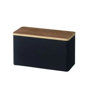 Luxe Yamazaki Opbergbak Rin - Sanitaire Opbergbox - Zwart - Donker Bruin Hout - 23x10,5x14cm