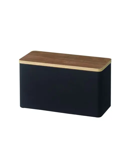 Luxe Yamazaki Opbergbak Rin - Sanitaire Opbergbox - Zwart - Donker Bruin Hout - 23x10,5x14cm