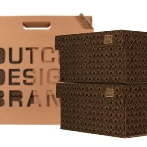 Tijdelijk Beschikbaar Dutch Design Brand Opbergbak Storage Box Small - Set Van 2 - Van Karton - Art Deco - Night Sky - 27,8x20,6x14cm