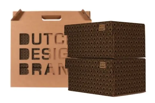 Tijdelijk Beschikbaar Dutch Design Brand Opbergbak Storage Box Small - Set Van 2 - Van Karton - Art Deco - Night Sky - 27,8x20,6x14cm