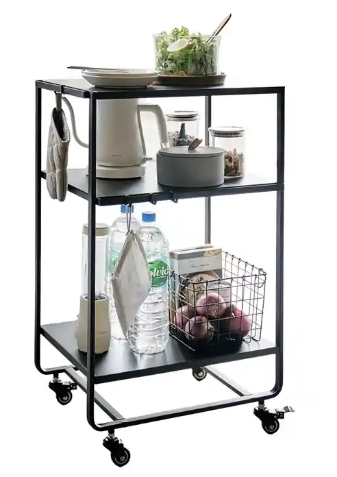 Yamazaki Opbergtrolley Tower - Vierkant - 3 Laags - Zwart - 38x49x81,5cm Premium