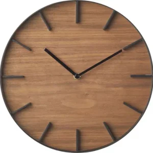 Merkproduct Yamazaki Wandklok Rin - Zwart - Donker Bruin Hout - 26,5x26,5x4,2cm