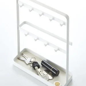 Yamazaki Sleutelhouder Smart - Vrijstaand - Met Opbergbakje - Wit - 20x7,5x27cm Populair