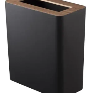 Yamazaki Papierbak Rin - Rechthoek - 10 Liter - Zwart - Donkerbruin Hout - 28x15x30cm Exclusief