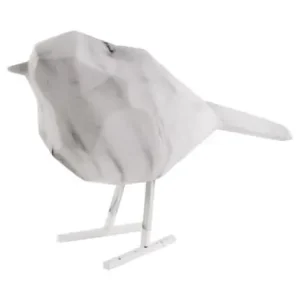 Ambachtelijk Pt Beeld Origami Vogel - Small Marble - Wit - 17x7,5x13,5cm