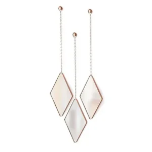 Luxe Umbra set van 3 wand spiegels ruitvormig Dima - Koper
