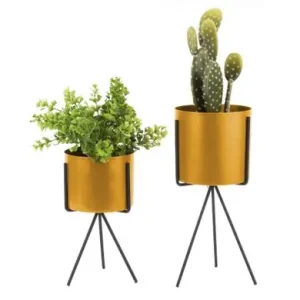 Pt Bloempot Pedestral set - Ochre Yellow Koop Online